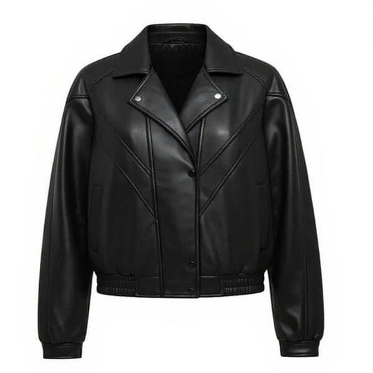 Legendary 90s Oversized Leather Bomber Jacket For Women