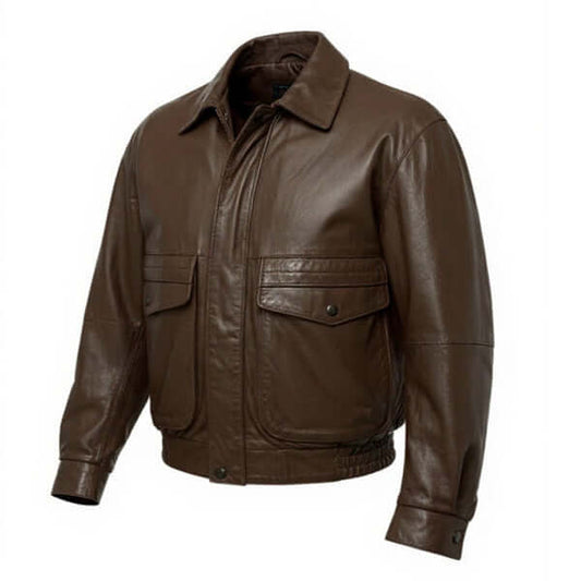Timeless 90s Brown Leather Bomber Jacket