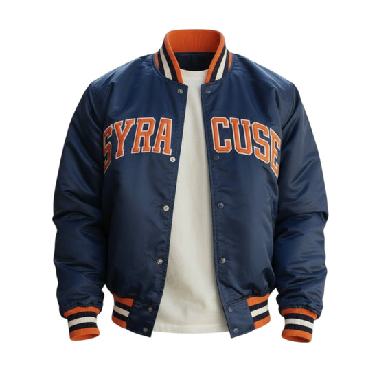 Men’s Syracuse Orange Satin Varsity Baseball Bomber Jacket Retro Style