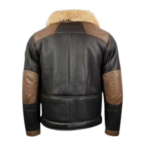 Men’s J-20 Pilot Shearling Sheepskin Jacket Chocolate Aviator Jacket