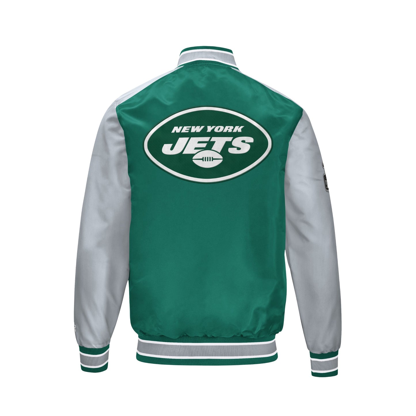Men’s New York Jets Satin Varsity Jacket | Snap Button Bomber