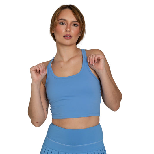 Marina Blue Racerback Tank Top – Cropped Fit