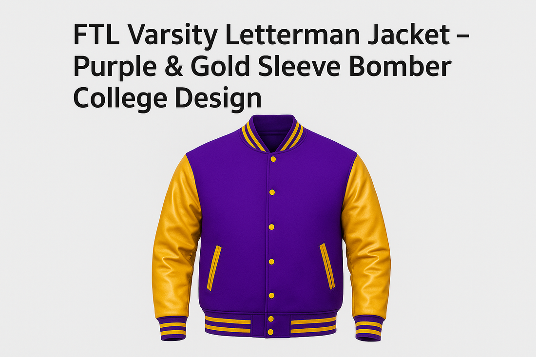 FTL Varsity Letterman Jacket – Purple & Gold Sleeve Bomber College Design