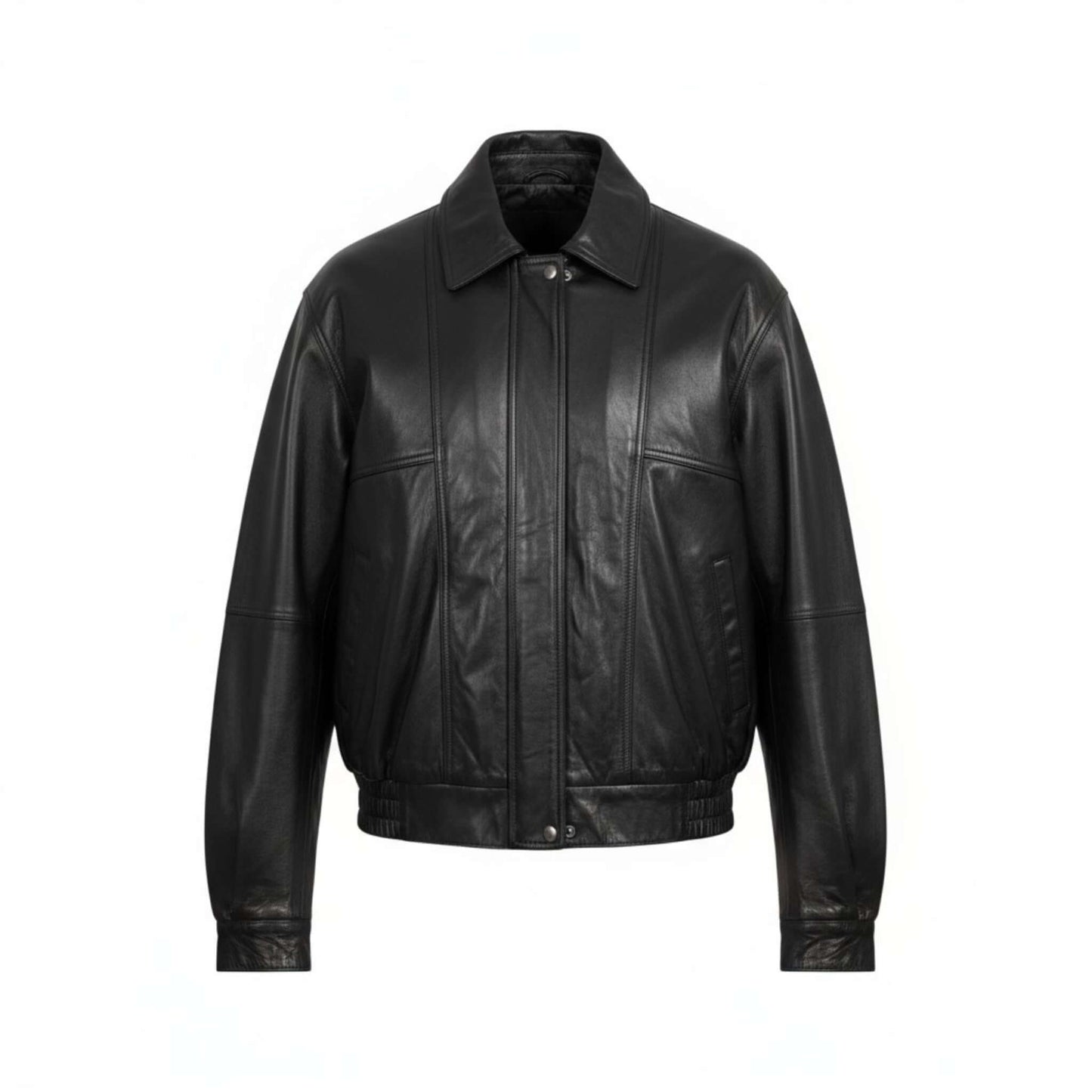 Oversized Vintage Leather Bomber Jacket Women 90s Style