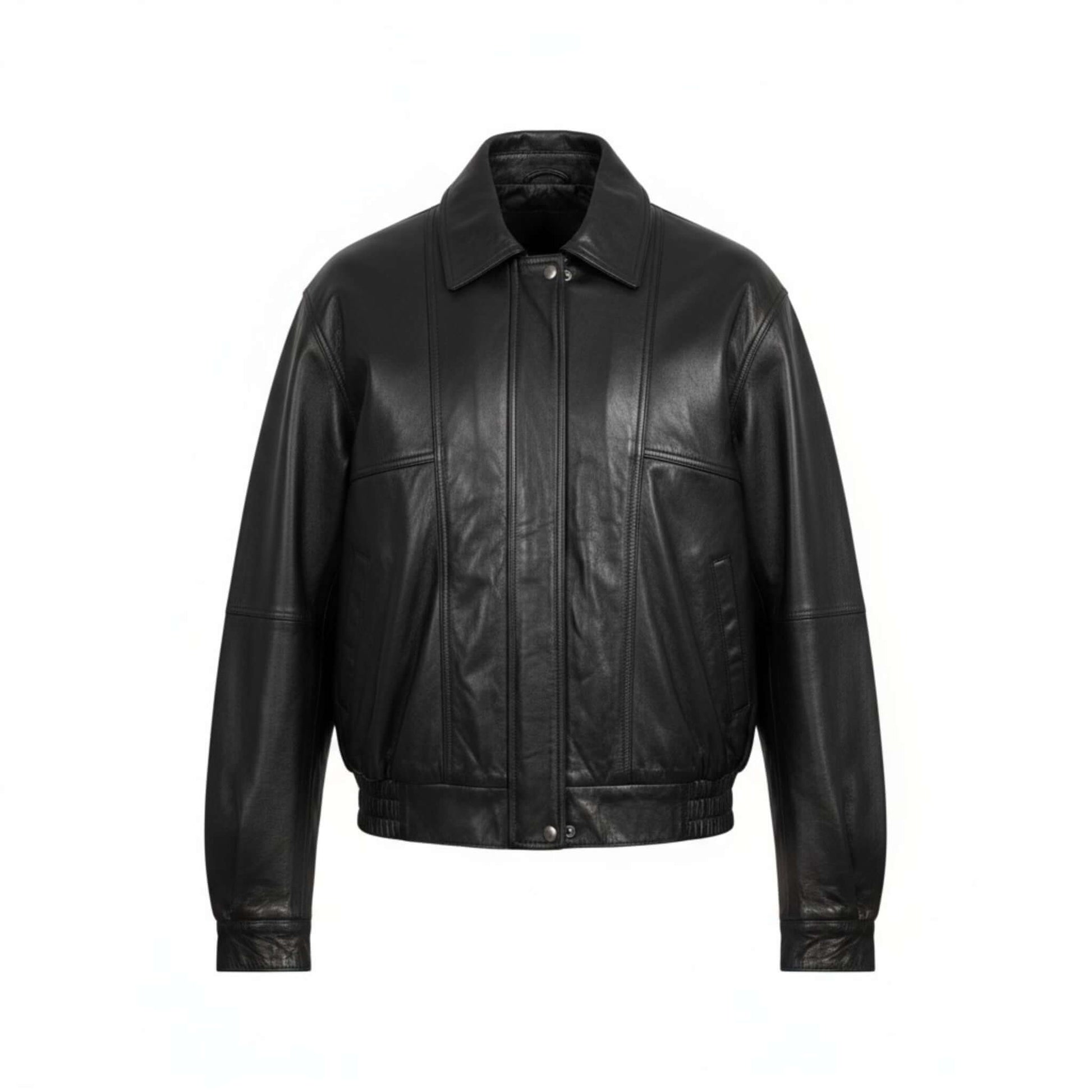 Oversized Vintage Leather Bomber Jacket Women 90s Style