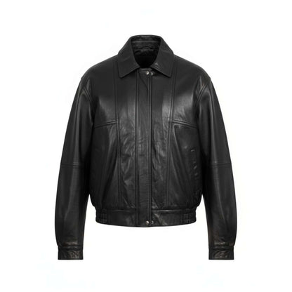 Oversized Vintage Leather Bomber Jacket Women 90s Style