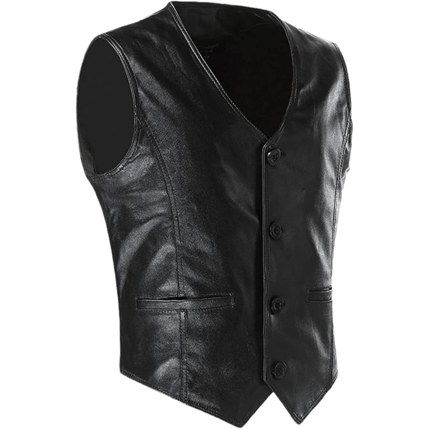 Black leather vest on a white background