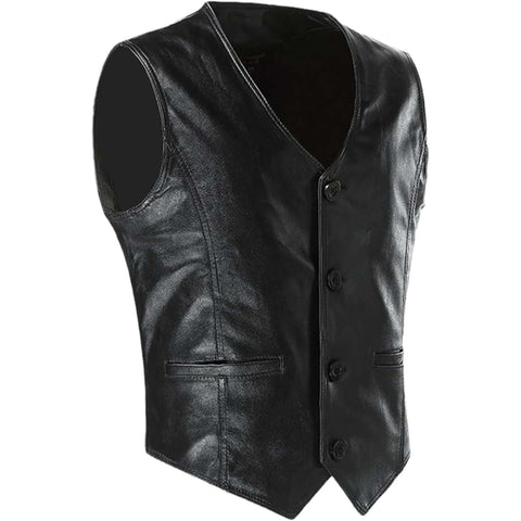 Men Auden Black Leather Vest Premium Quality & Style