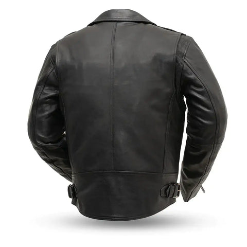 Black Premium Leather Motorcycle Biker Gear Jacket