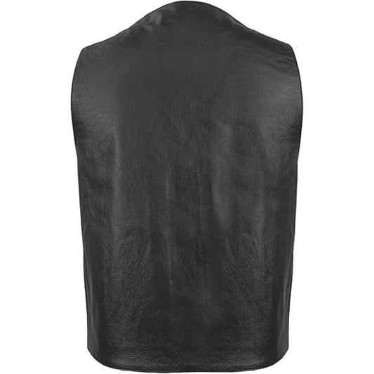 Black leather vest on a white background