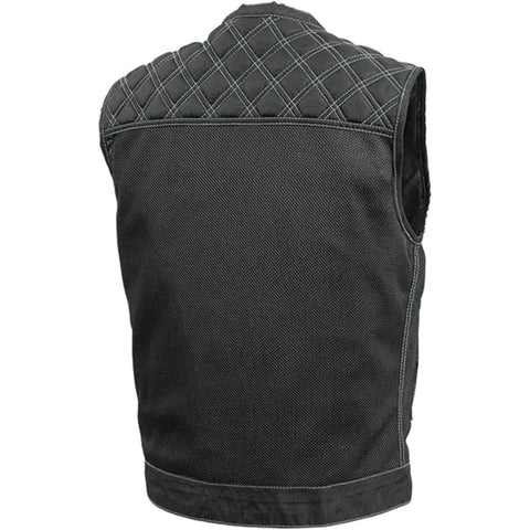 Downside Men Biker Vest Black & Color Trim Leather