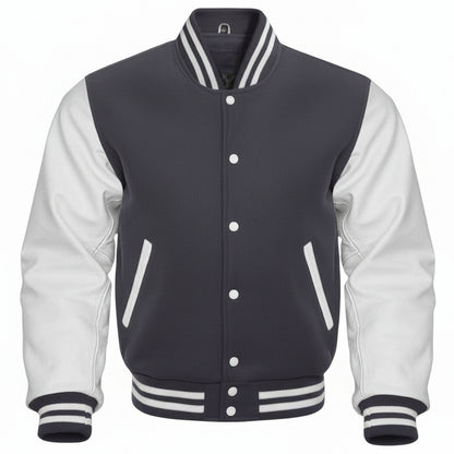 The Urban Varsity Bomber – Charcoal Grey/White Retro Edition