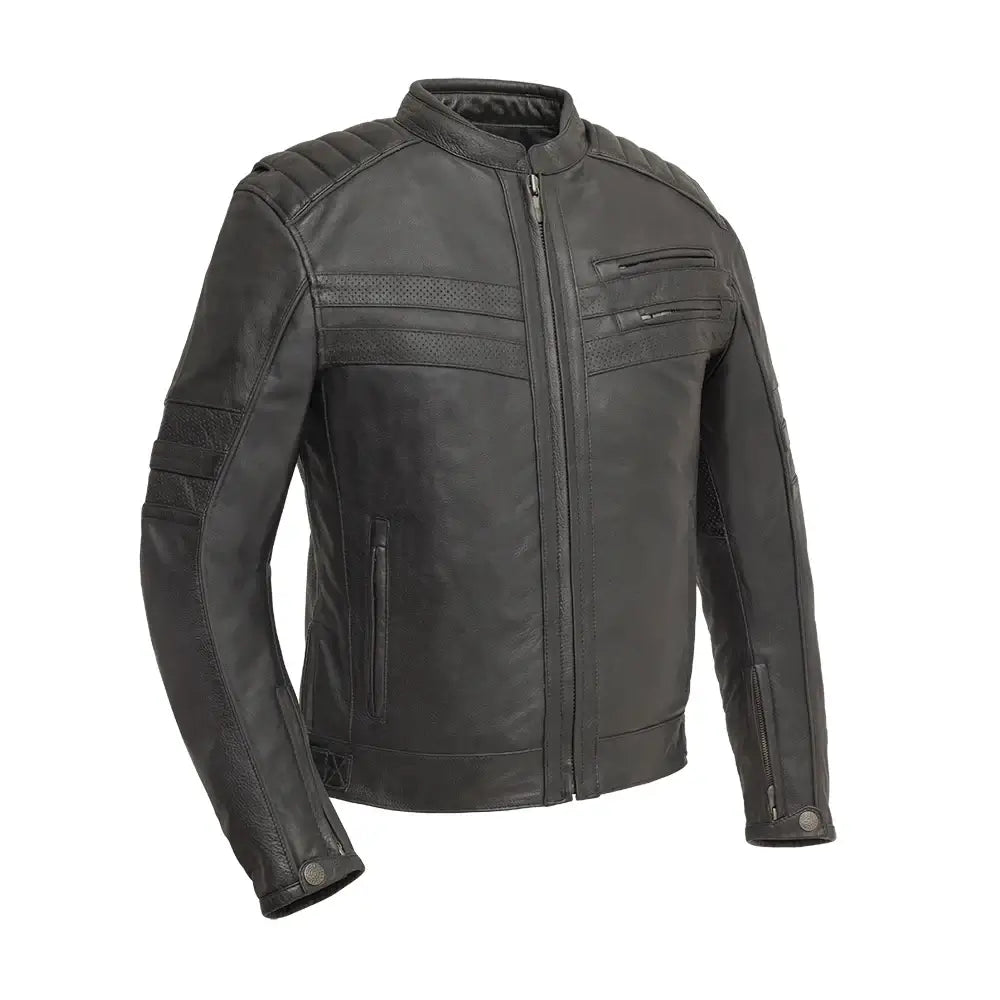 Shadow Storm Black Leather Motorcycle Bold Style Jacket 
