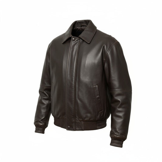 Black leather jacket on a white background