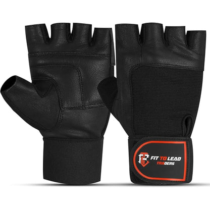 Premium Leather Gym Gloves with Wrist Support for Fitness