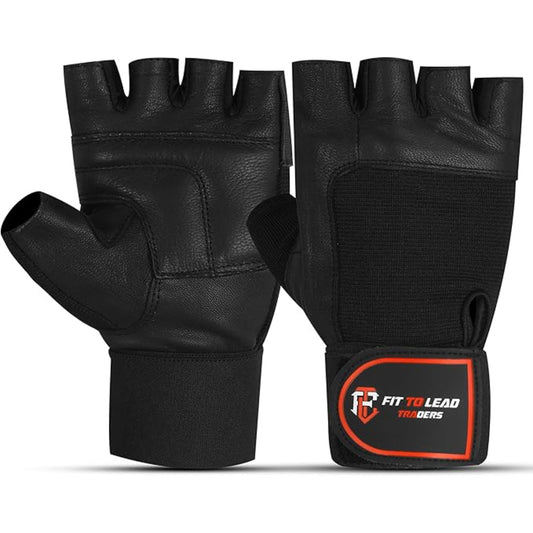 Premium Leather Gym Gloves with Wrist Support for Fitness