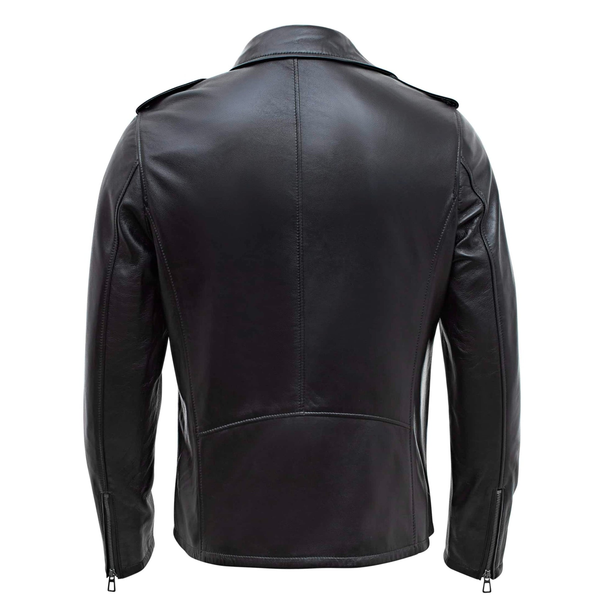 Black leather jacket on a white background