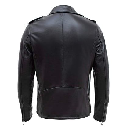 Black leather jacket on a white background