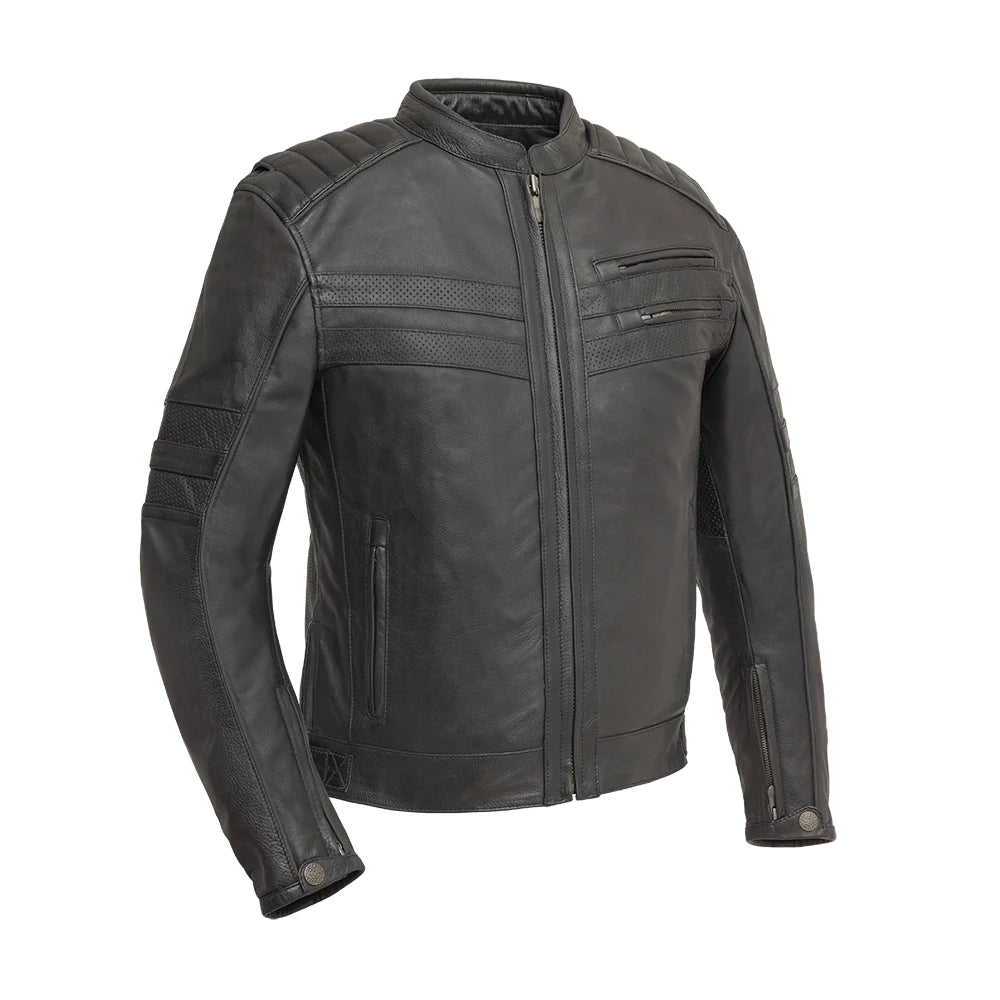 Men’s Slim Fit Leather Biker Bomber Café Racer Jacket
