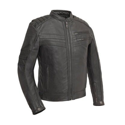 Men’s Slim Fit Leather Biker Bomber Café Racer Jacket