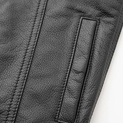 Junior Rider Kids Black Leather Motorcycle Vest Club Style