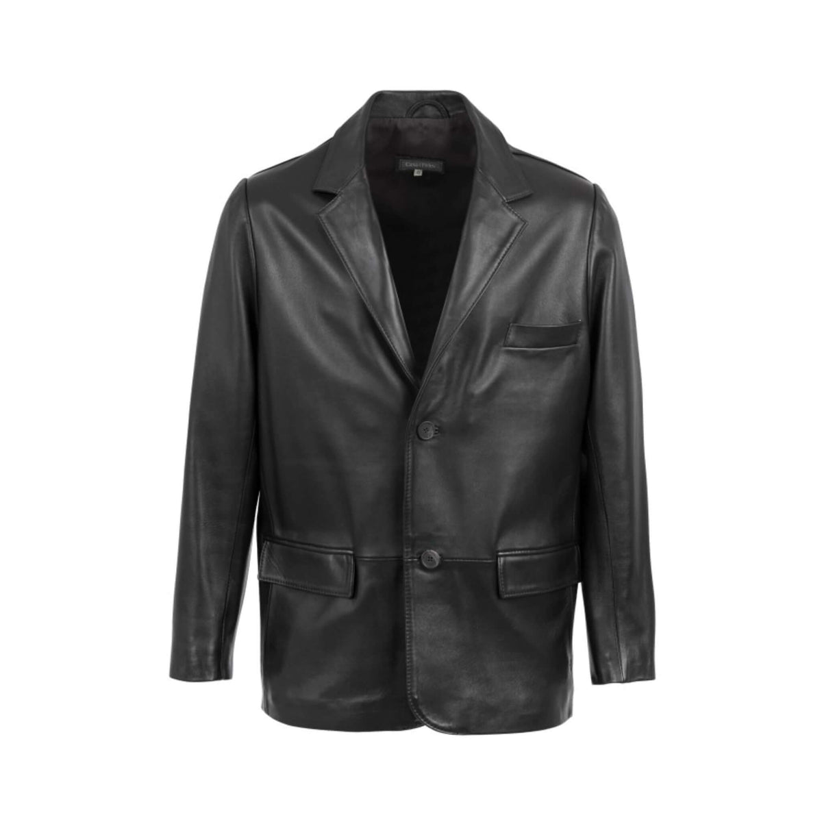 Classic Men Leather Blazer Stylish Two-Button Design