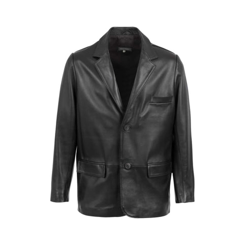 Classic Men Leather Blazer Stylish Two-Button Design