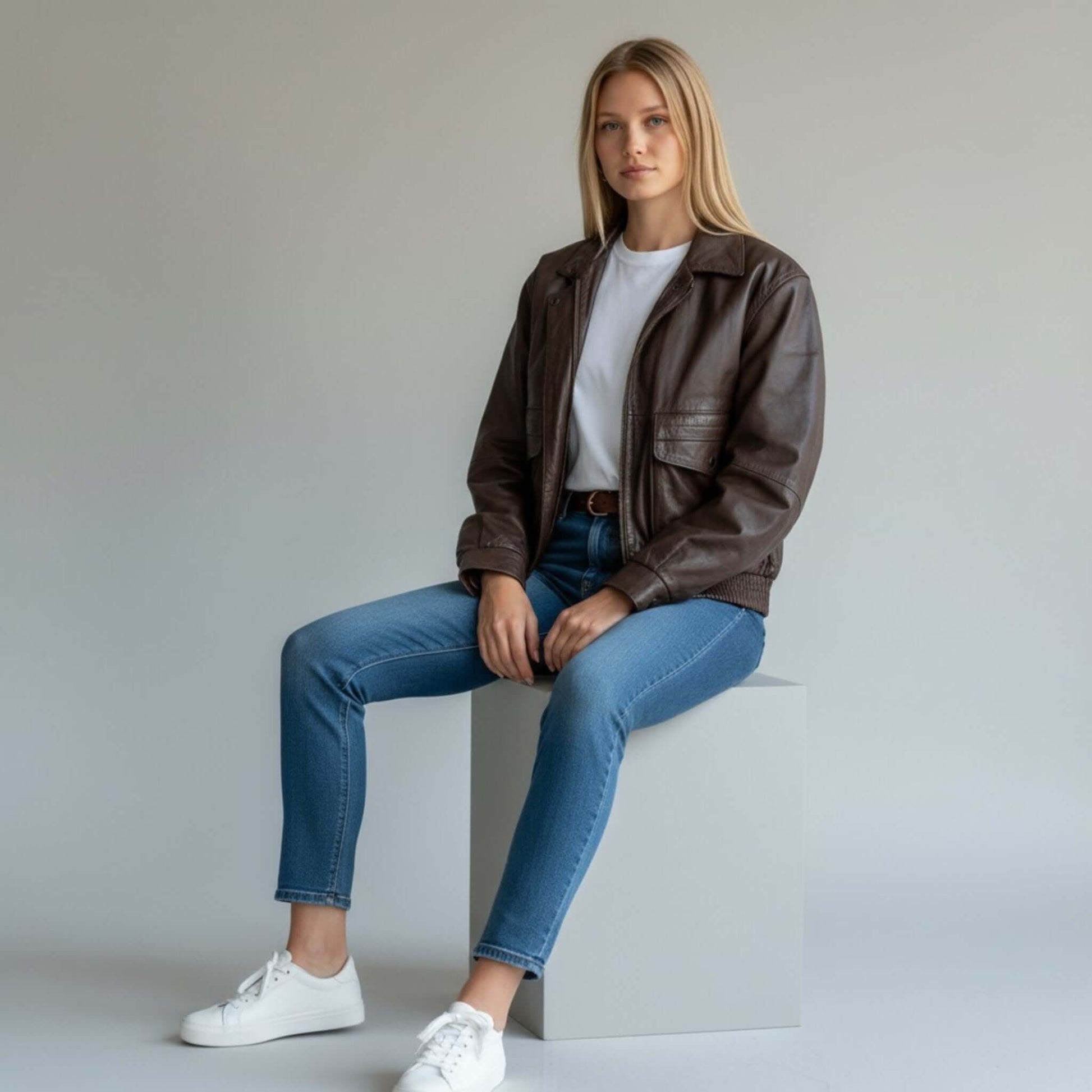 Timeless 90s Brown Leather Bomber Jacket