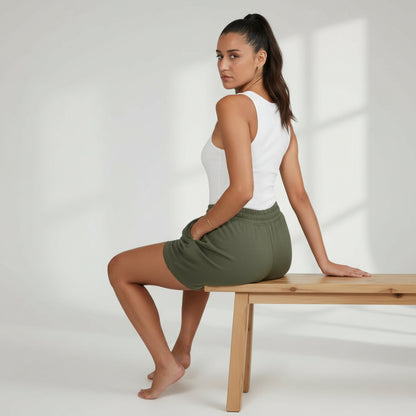 Olive Green Women Lounge Shorts with Drawstring