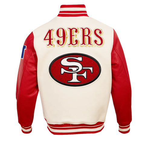 49ers Classic Wool & Leather Varsity Jacket – Timeless Retro Style Fit