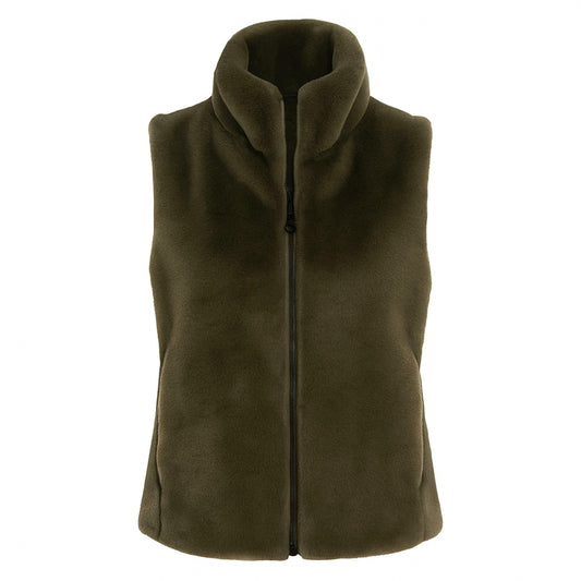 Green fleece vest on a white background