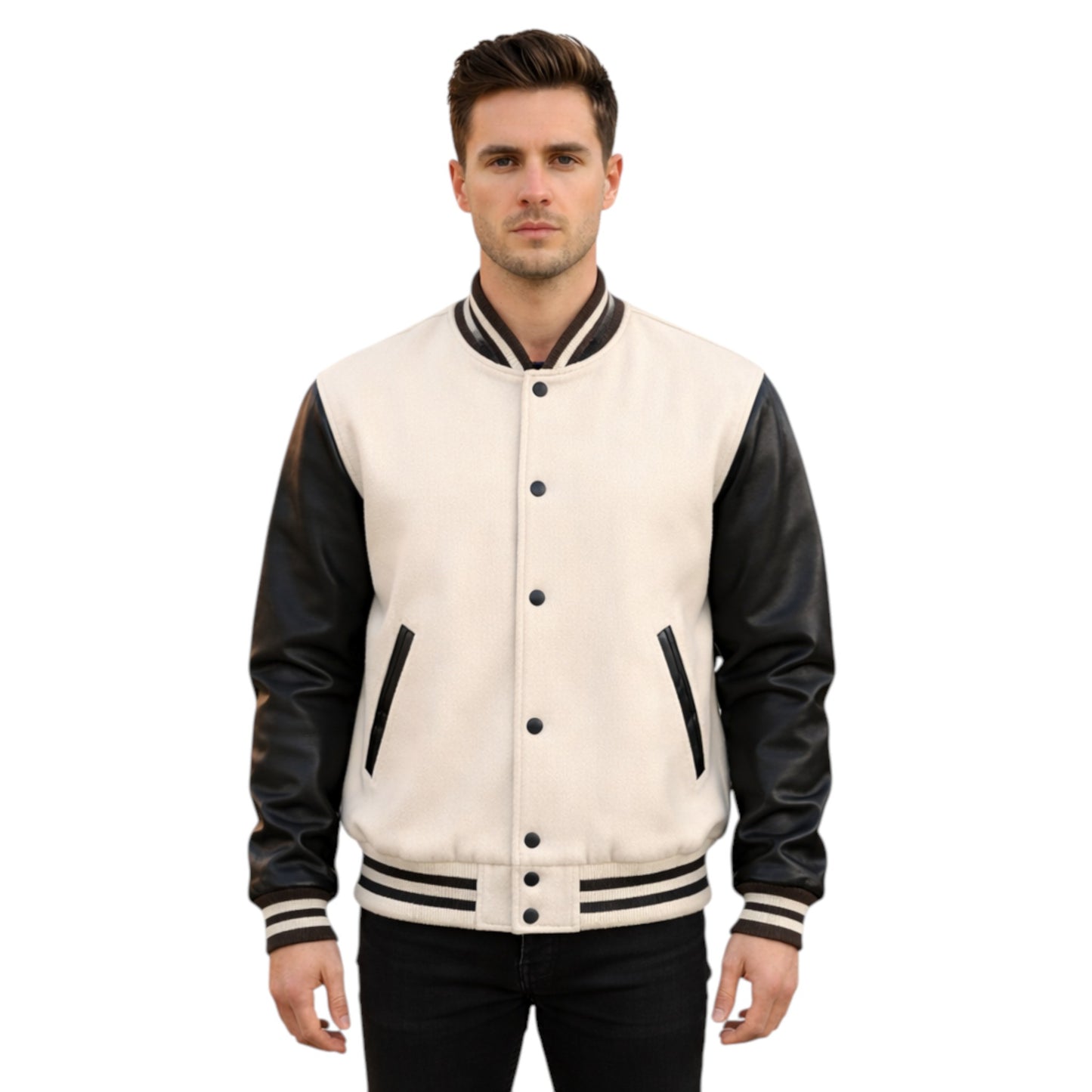 Stylish Retro Letterman Jacket Bold Black Sleeves – Unisex Premium Fit