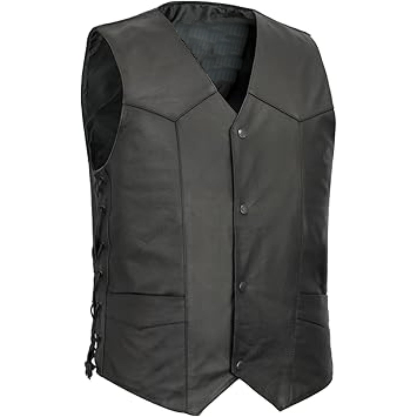Black leather vest on a white background