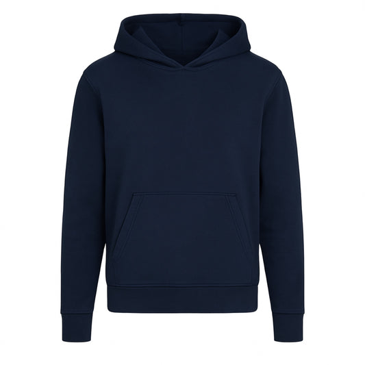 Navy blue hoodie on a white background