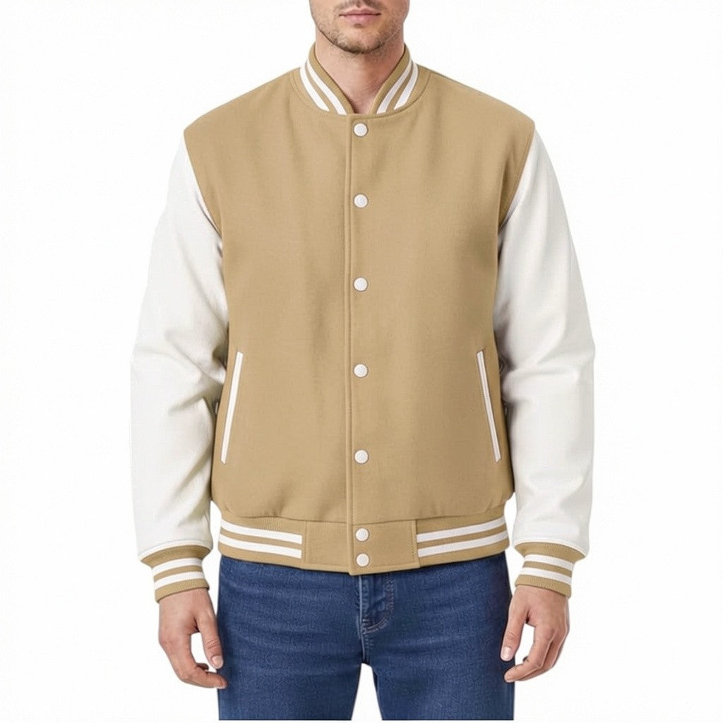 Premium All Wool Varsity Letterman Jacket with White Leather Sleeves