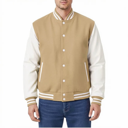 Premium All Wool Varsity Letterman Jacket with White Leather Sleeves