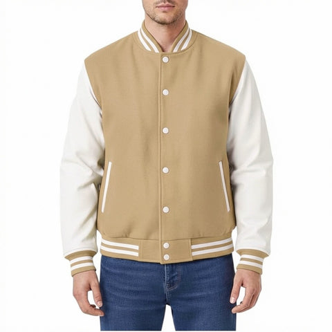 Premium All Wool Varsity Letterman Jacket with White Leather Sleeves