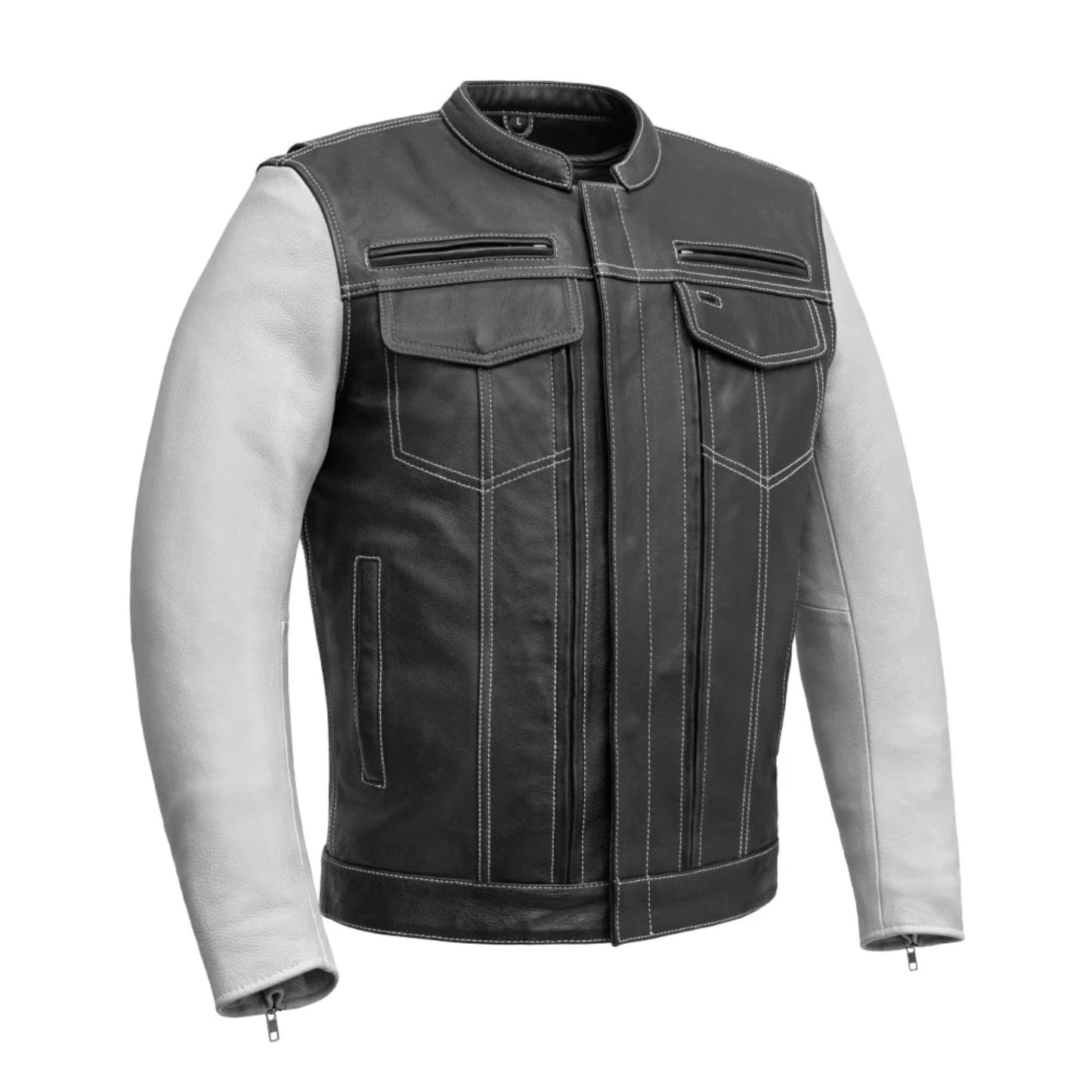 Men’s Slim Fit Leather Biker Bomber Café Racer Jacket