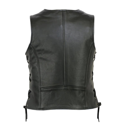 Black leather vest on a white background