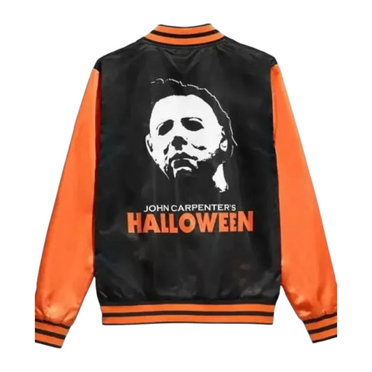 Black and orange jacket with 'John Carpenter's Halloween' design on a white background