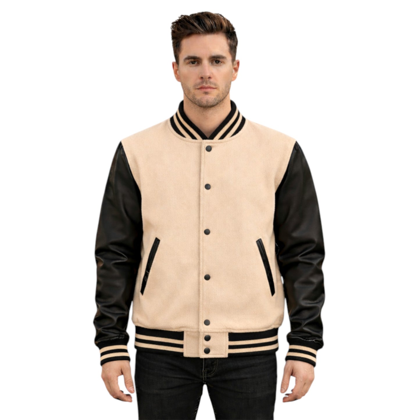Stylish Retro Letterman Jacket Bold Black Sleeves – Unisex Premium Fit