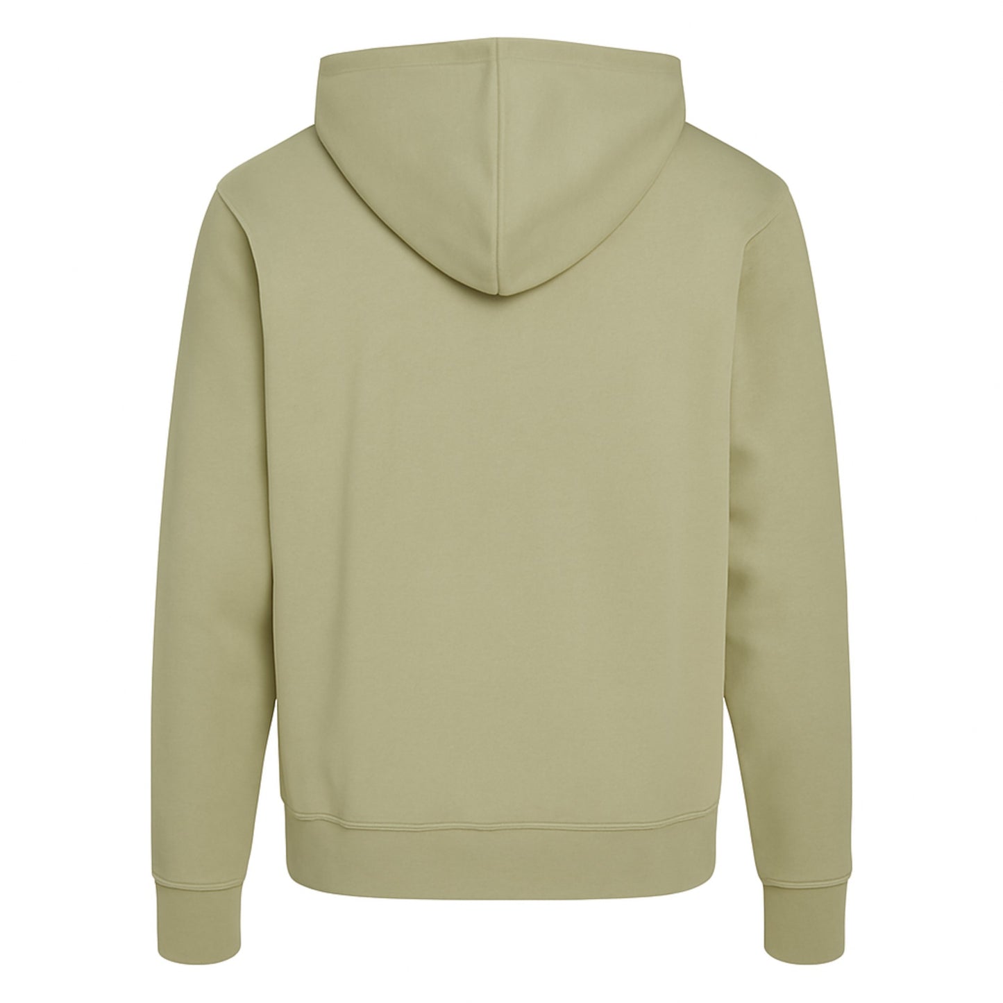 Beige hoodie shown from the back on a white background