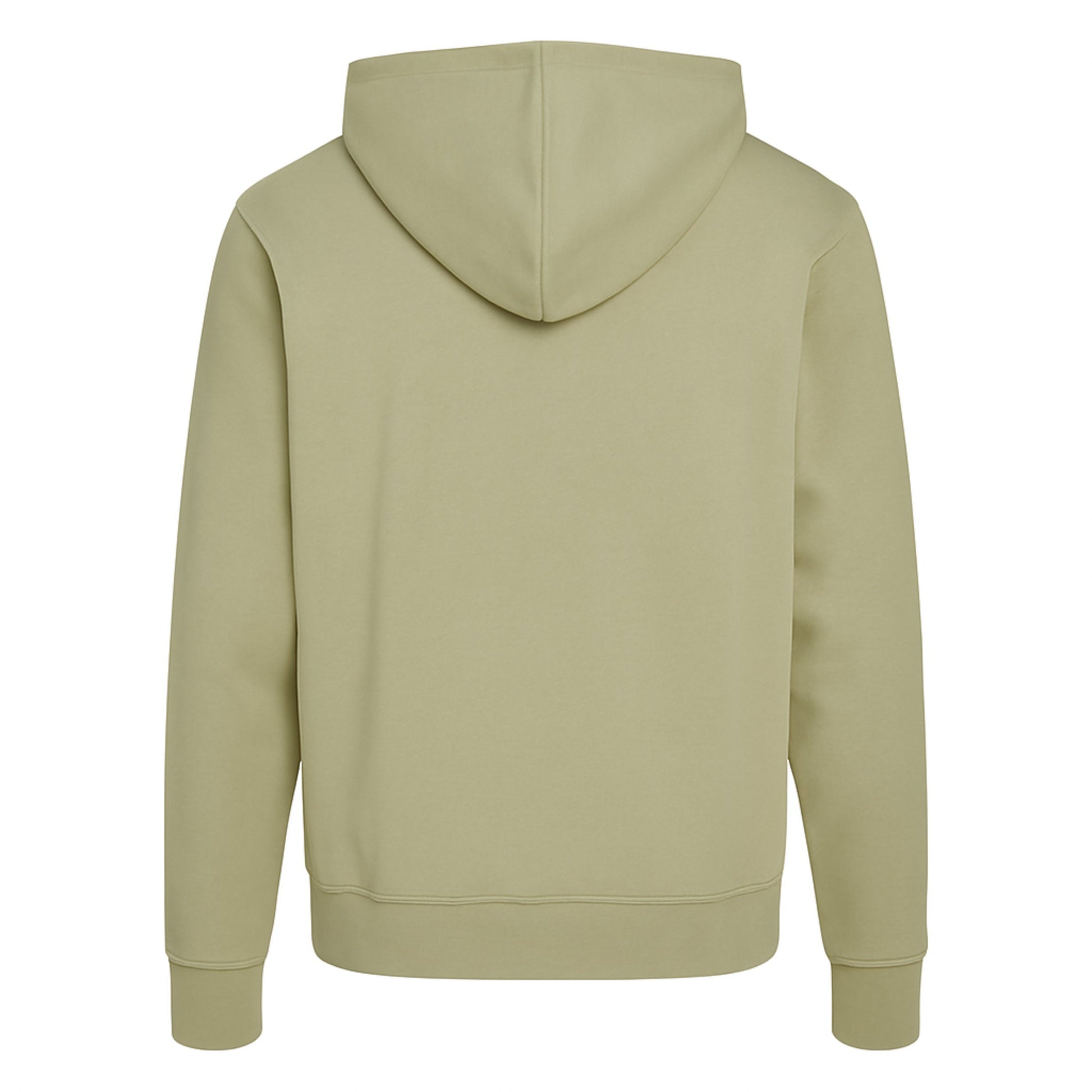 Beige hoodie shown from the back on a white background