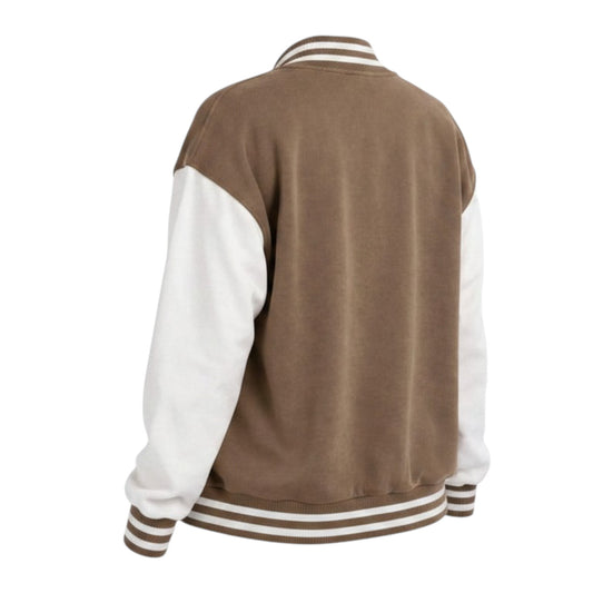 Men’s Oversized Brown Varsity Jacket Casual Streetwear Letterman Coat