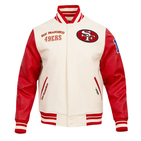 49ers Classic Wool & Leather Varsity Jacket – Timeless Retro Style Fit
