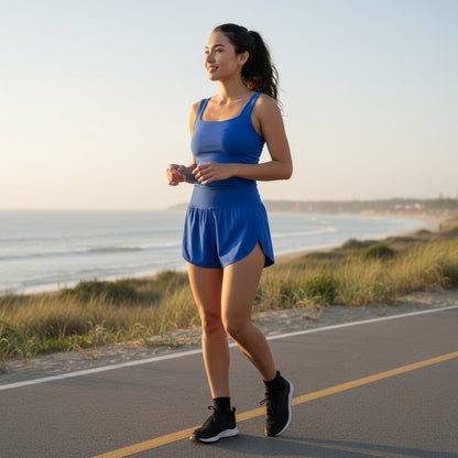 High-Waisted Blue Athletic Shorts for Women