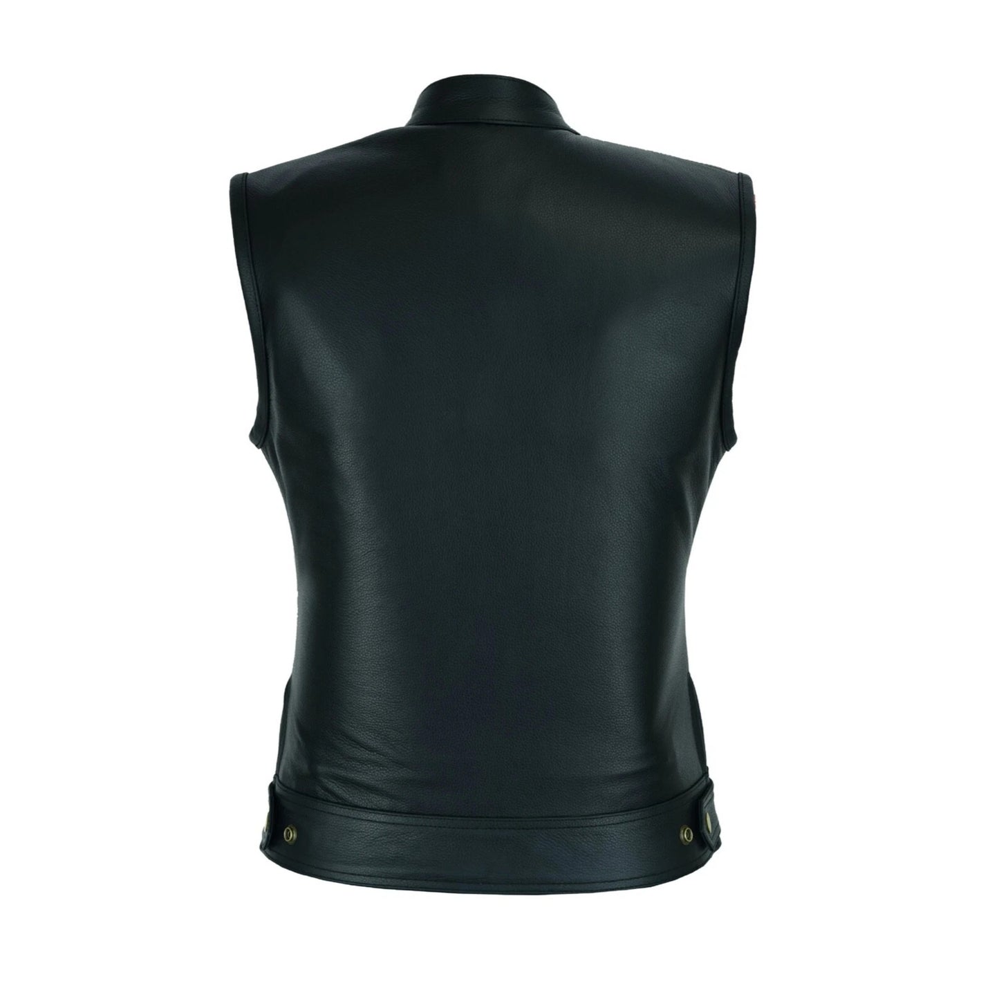 Black leather vest on a white background
