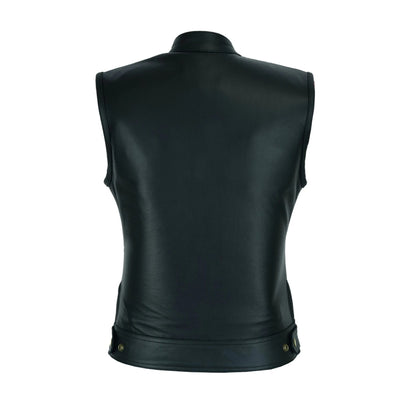 Black leather vest on a white background