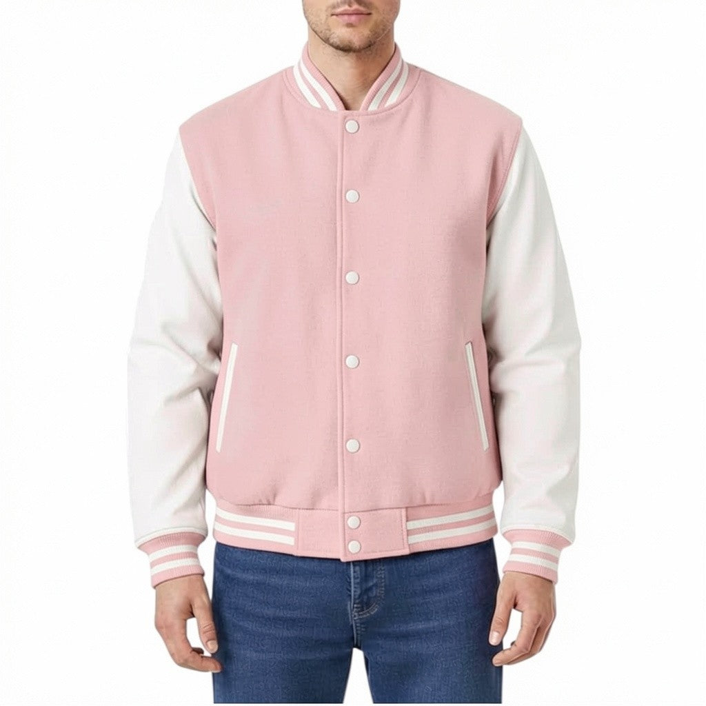 Premium All Wool Varsity Letterman Jacket with White Leather Sleeves