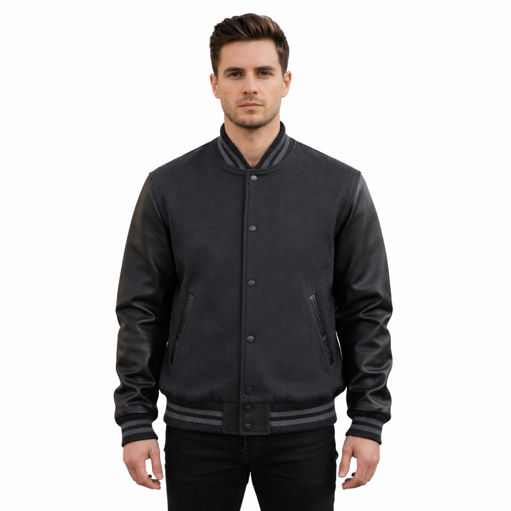 Stylish Retro Letterman Jacket Bold Black Sleeves – Unisex Premium Fit